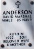 David Marshal and Ruth Anderson Headstone